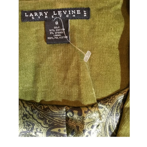 Larry Levine Green Corduroy Blazer Size 8 - Picture 3 of 5